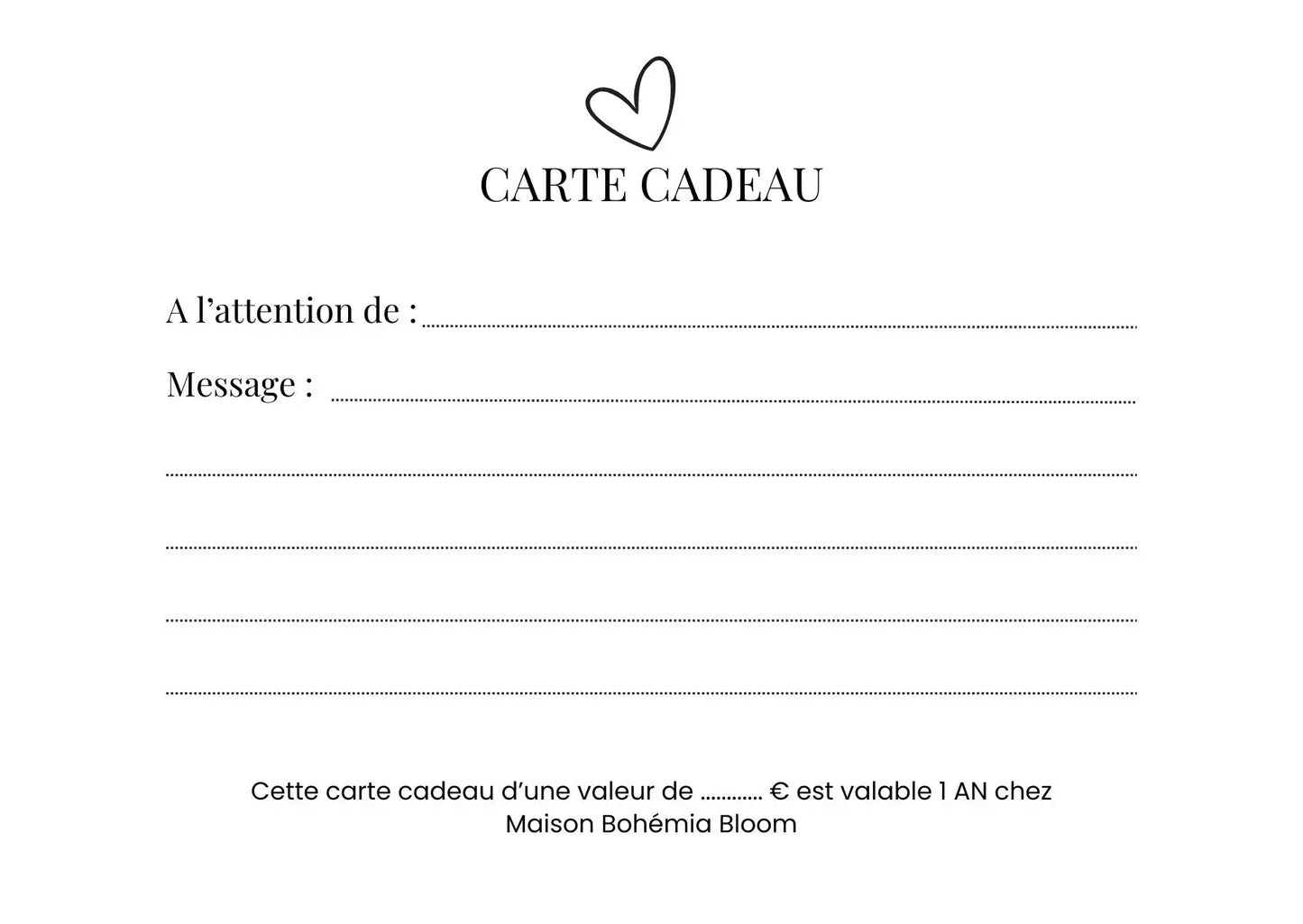 Carte cadeau Maison Bohemia Bloom