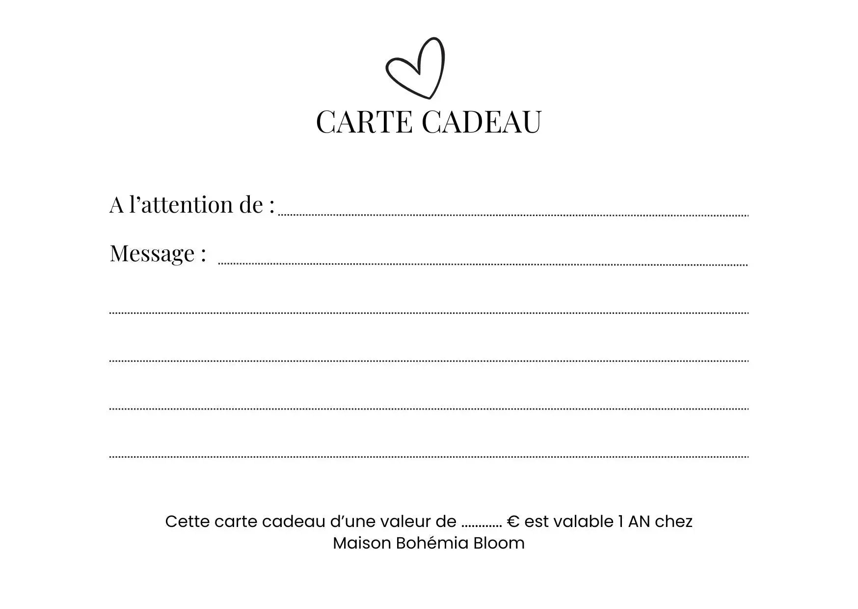 Carte cadeau Maison Bohemia Bloom