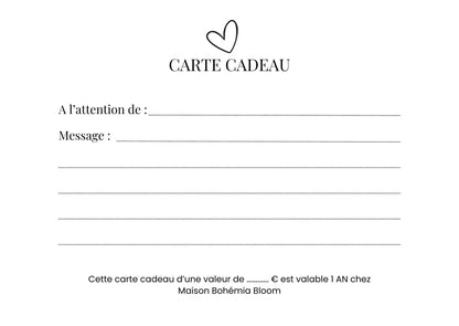Carte cadeau Maison Bohemia Bloom